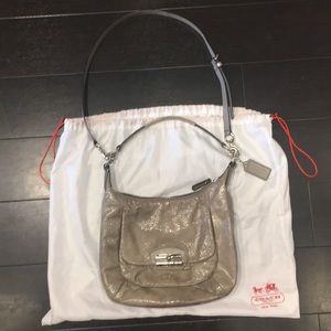 Coach Kristen Patent Leather Grey Hobo Handbag